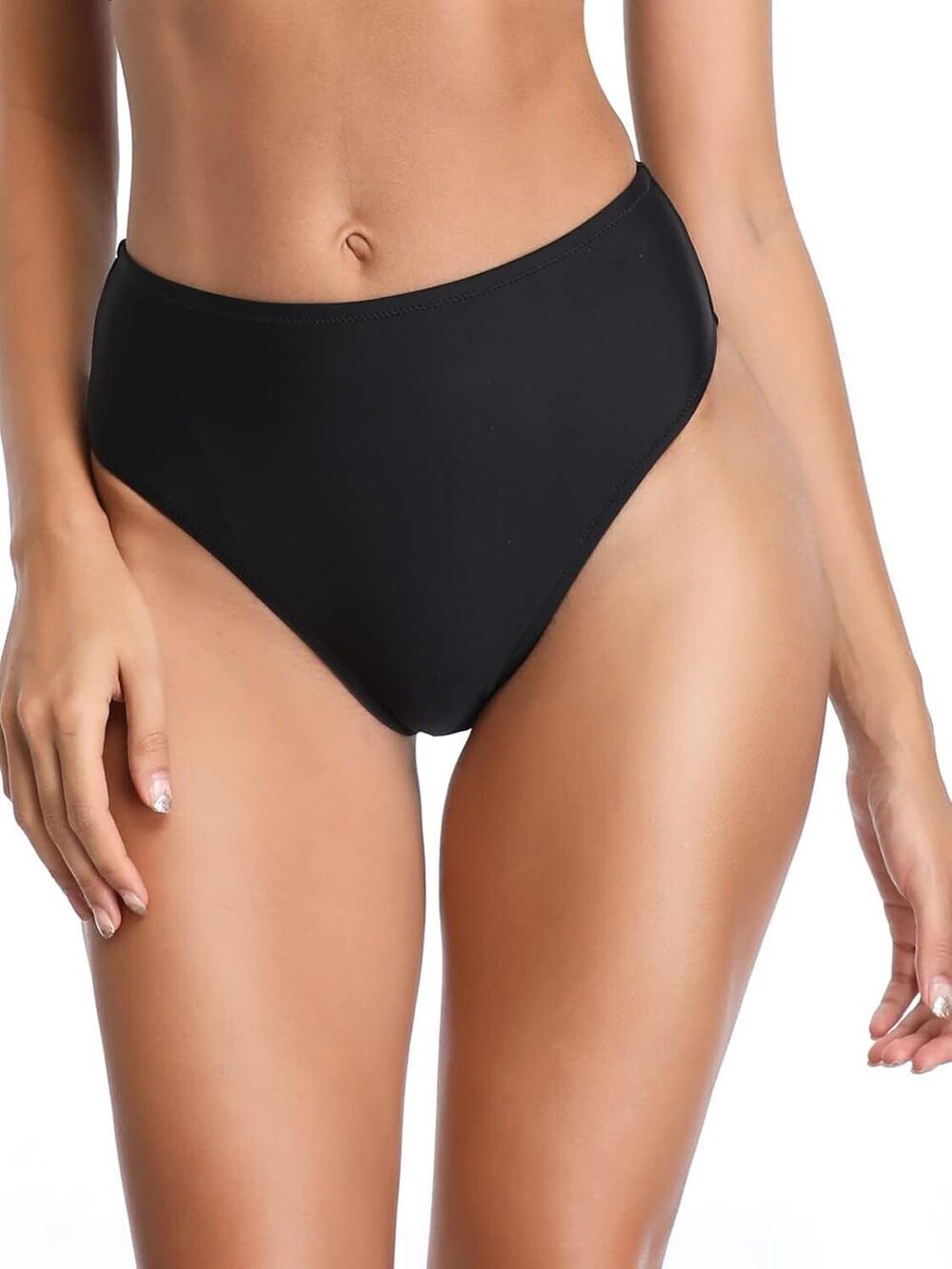 Chic High Waisted Bikini Bottom Tummy Control Women L